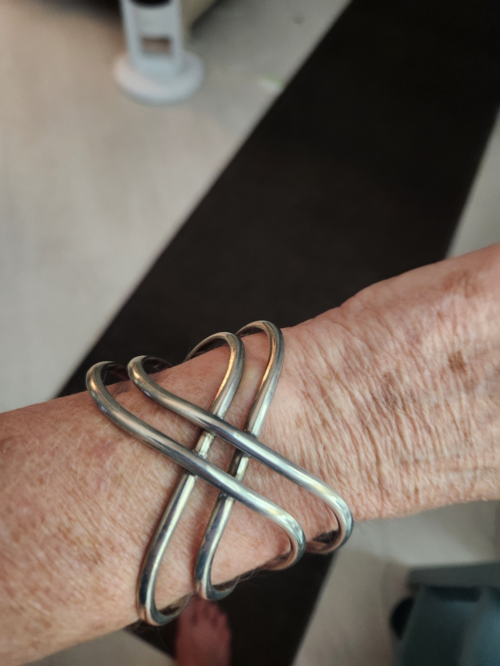 Taxco 925 Silver Open-Cuff Fashion Bracelet  Unique Crossover Design